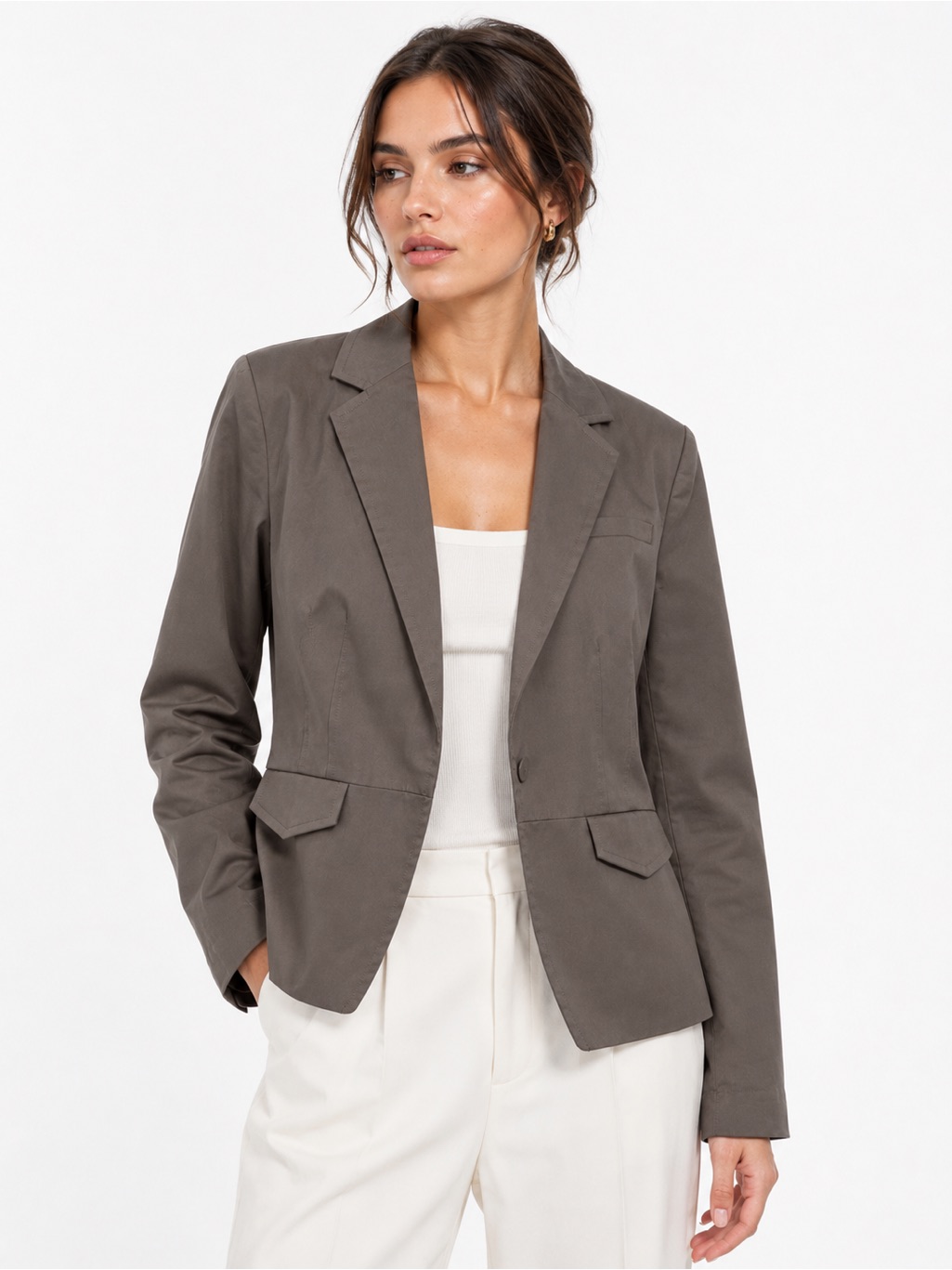 Banana Republic Grey Stretch Blazer Women’s Size 14 Tailored Work Jacket Office
